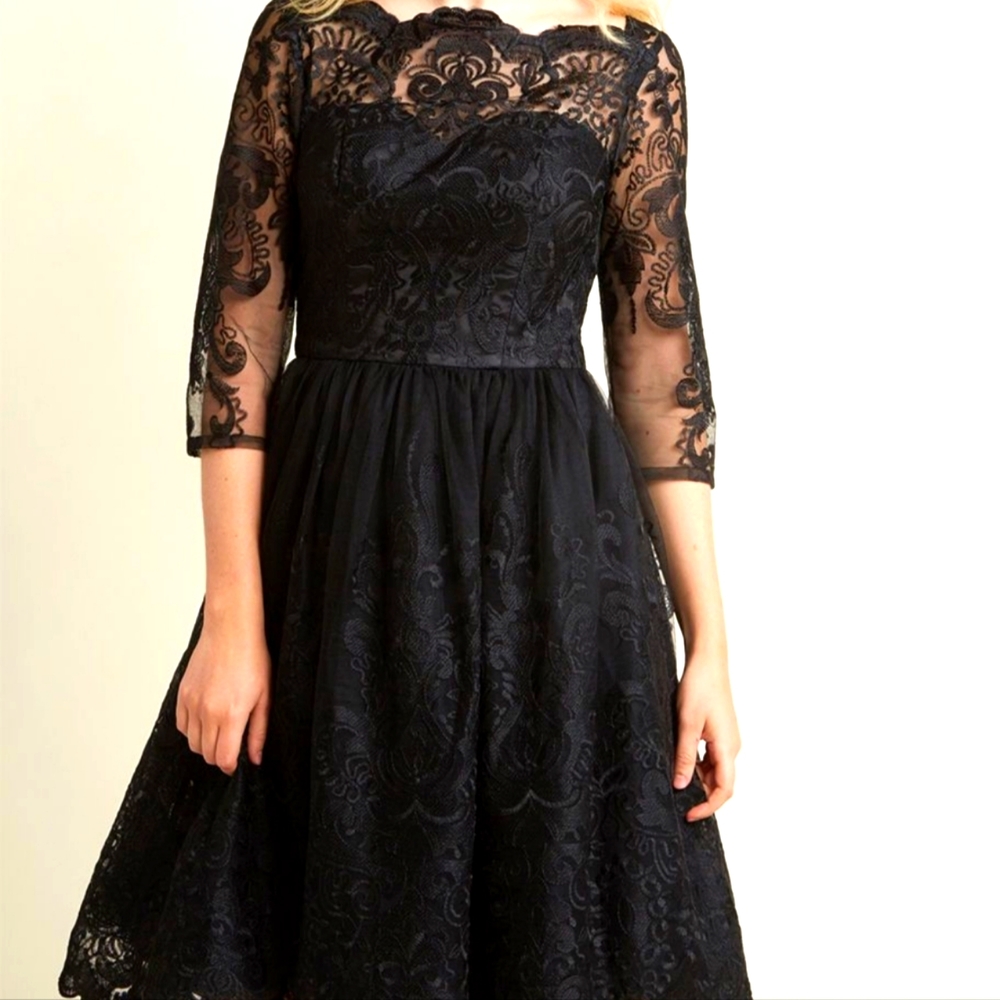 Chi Chi London black lace dress